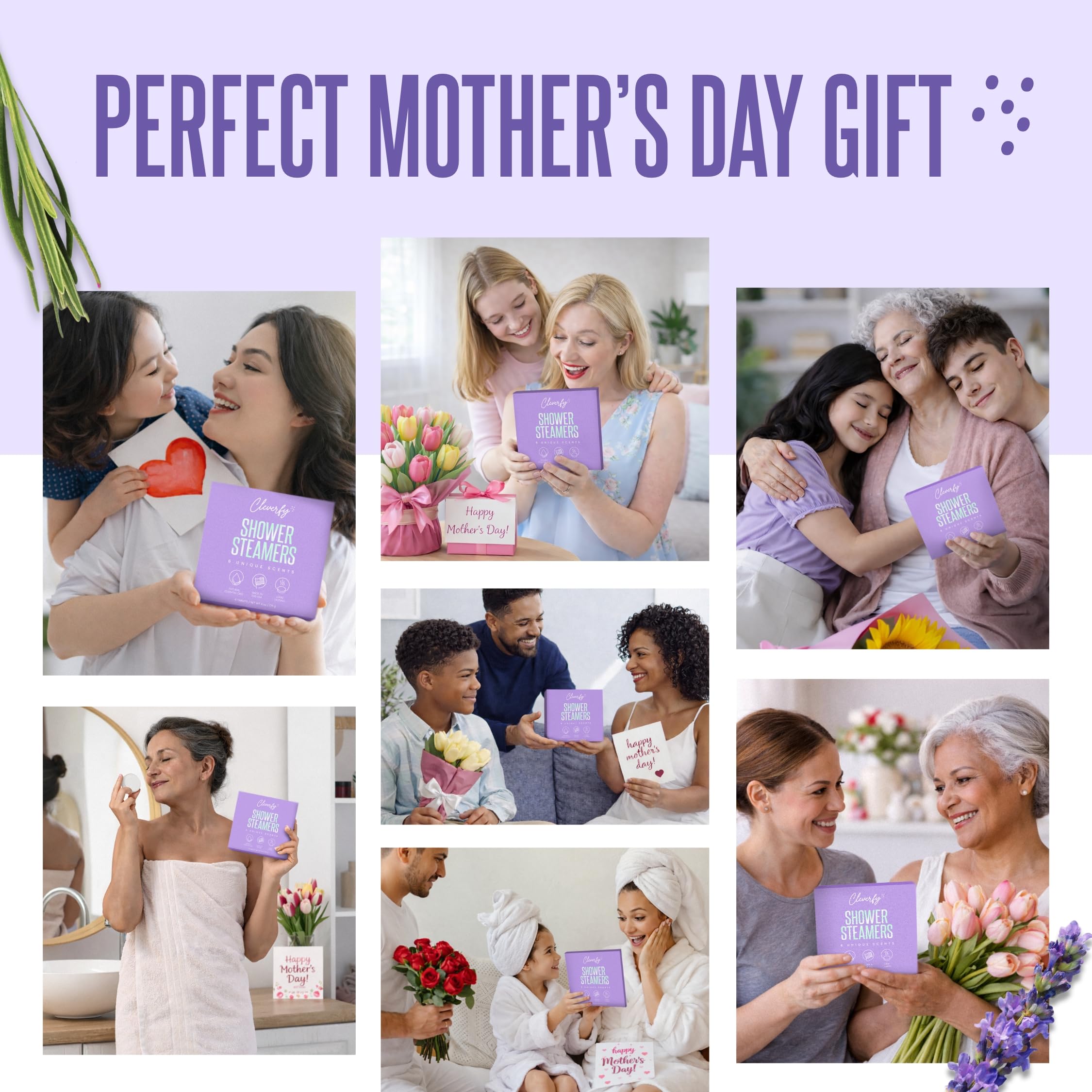 Cleverfy Shower Steamers Aromatherapy - Mother’s Day Gifts for Mom, Wife, Grandma - 30th, 40th, 50th & 60th Birthday Gifts for Women, Her, Best Friend, Daughter, Sister, Teens & Girlfriend - 6 Tablets