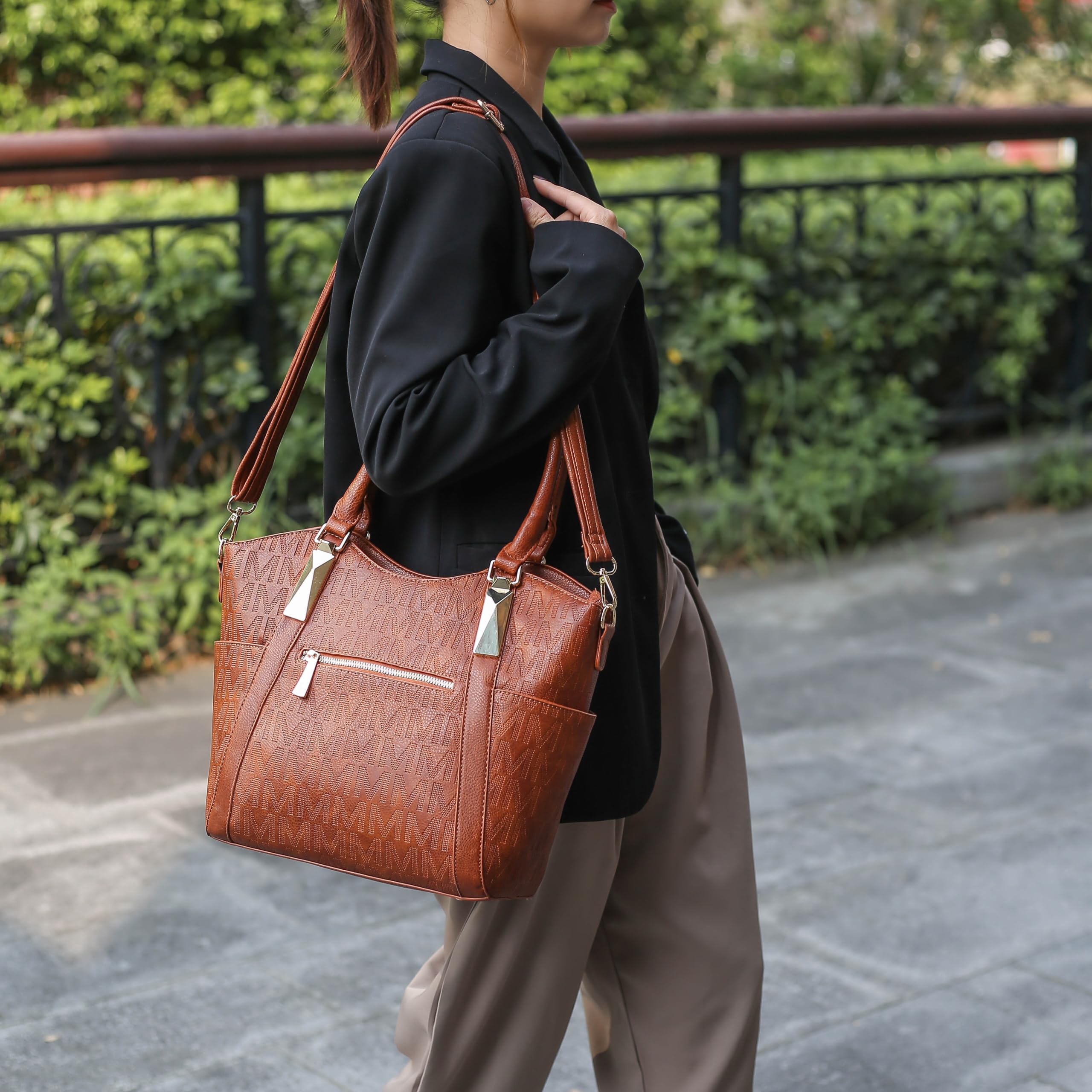 MKF Collection Signature Tote Bag for Women, Handbag Top-Handle Vegan Leather Purse by Mia K