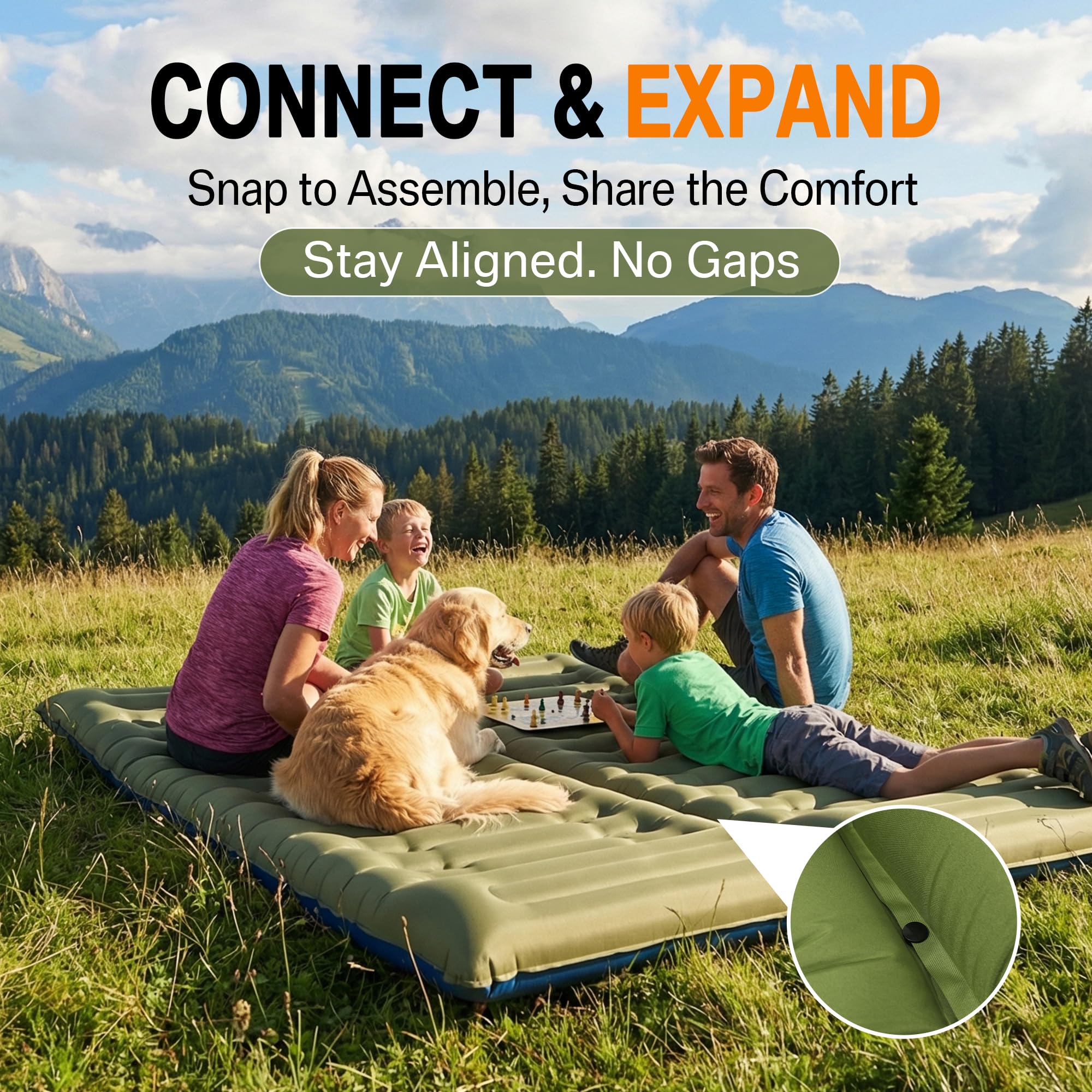 NINTYNINE Camping Sleeping Pad, 5.9" Extra-Thick Reinforced Camping Mat with Built-in Pillow & Foot Pump, Ultralight Compact Inflating Camping Air Mattress for Backpacking Hiking Travel Tent Beach