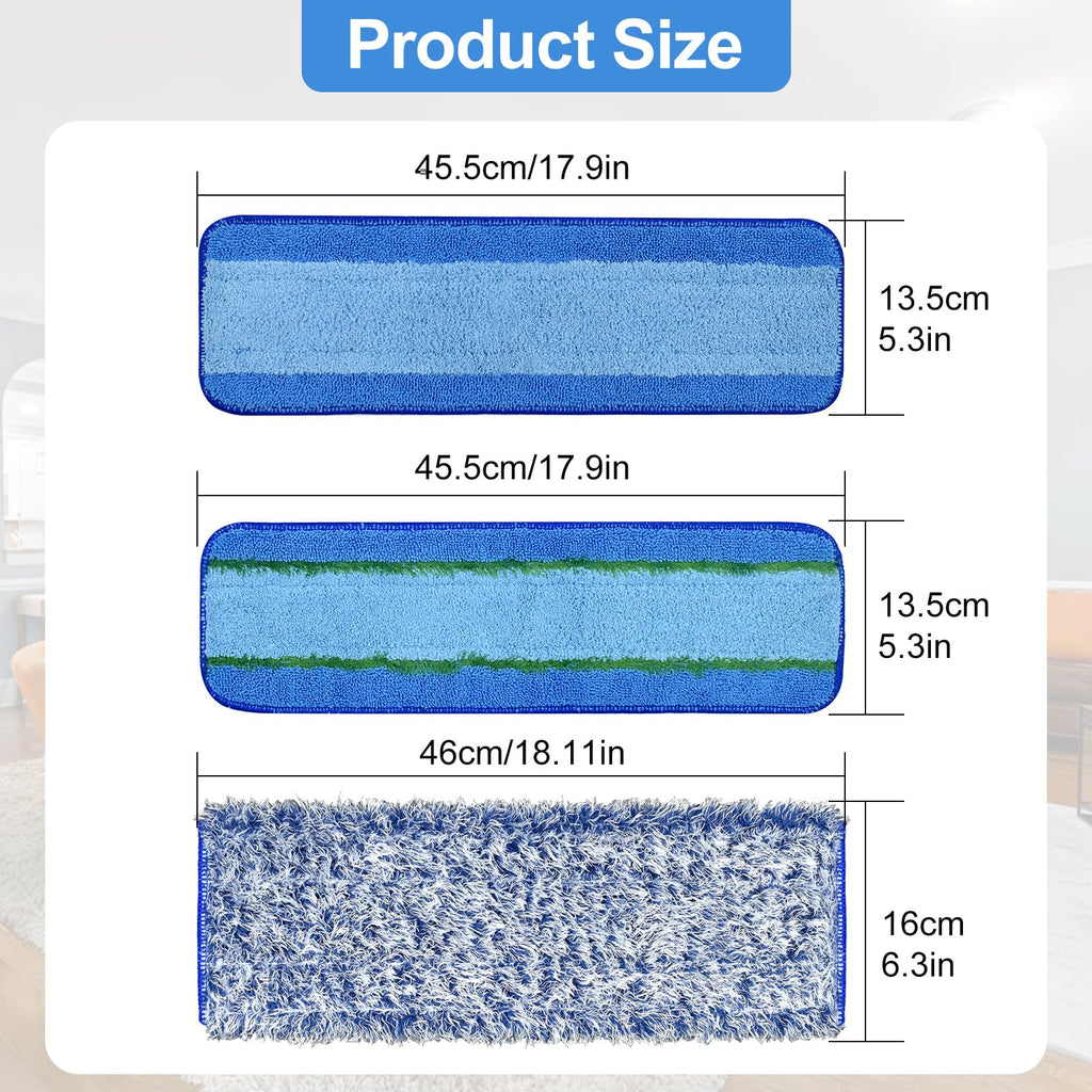 8 Pack Microfiber Cleaning Pad for Bona Mop Hardwood & Hard Surface Floors Dry and Wet Floor Cleaning - Includes 4 Microfiber Cleaning Pad, 2 Deep Clean Pads and 2 Dusting Pad - Dual Zone Cleaning