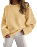 PRETTYGARDEN Women's Fall Oversized Sweaters Casual Crewneck Pullover Long Sleeve Fuzzy Chunky Knit Tops Blouse (Yellow,Small)