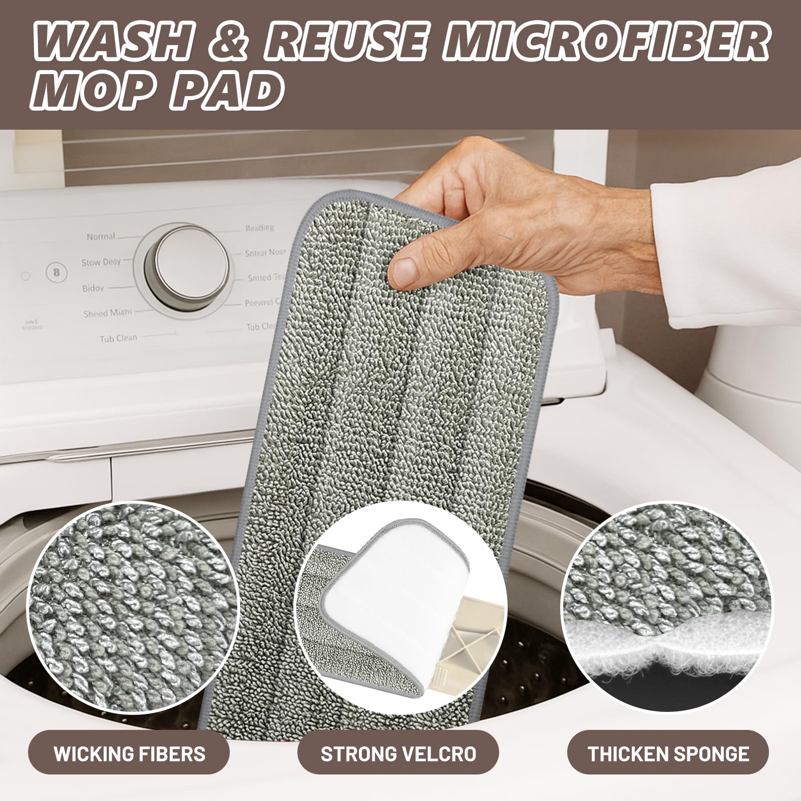 HOMTOYOU Wet Mop for Floor Cleaning: Microfiber Spray Mop with 4 Washable Pads for Cleaning Home Kitchen Multi-Surface Floors - 1Pcs 400+ML Refillable Bottle