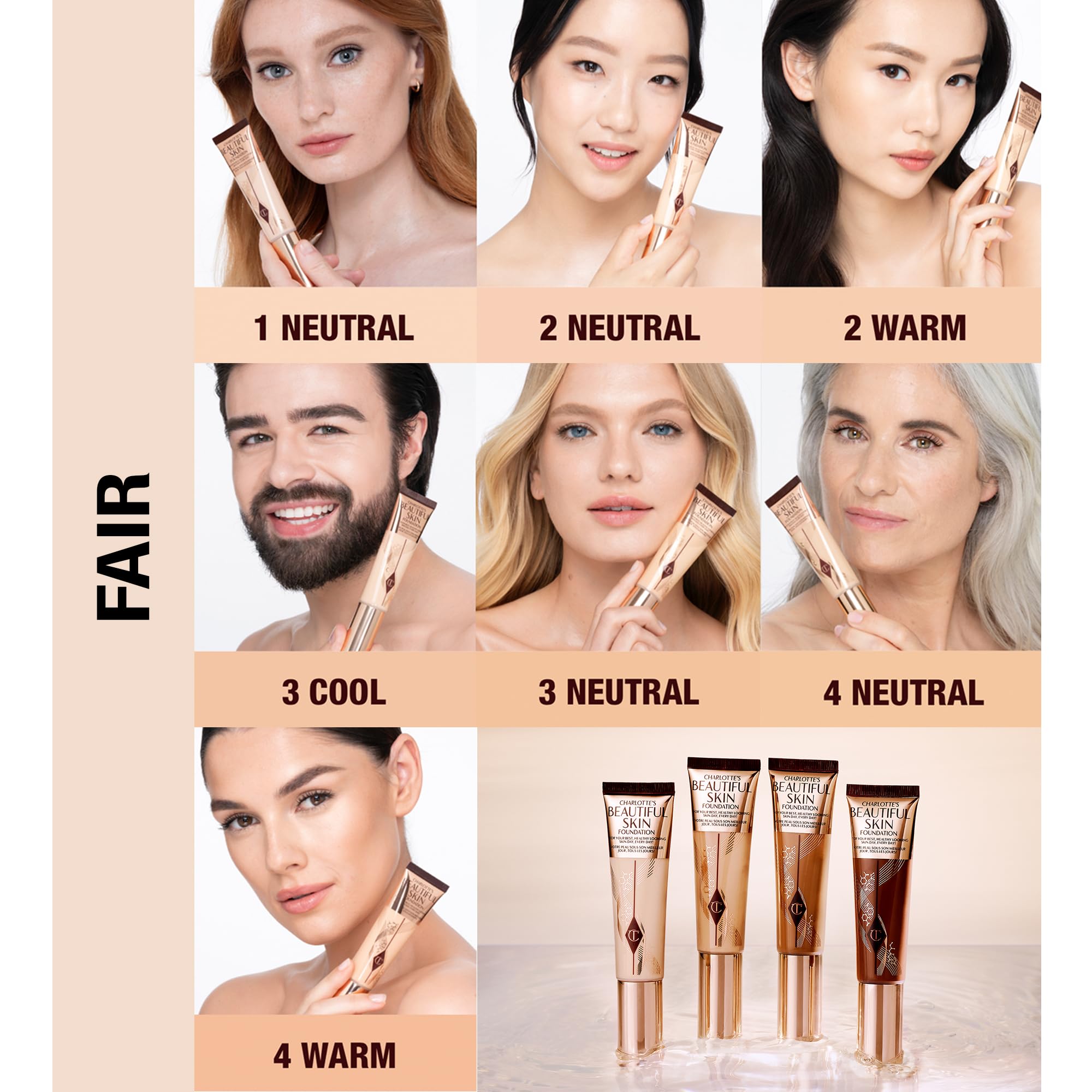 Charlotte Tilbury Beautiful Skin Medium Coverage Hydrating Foundation - Buildable Liquid Makeup for Instant Glow, Plumping Hydration & Lasting Skincare Benefits - 2 Neutral
