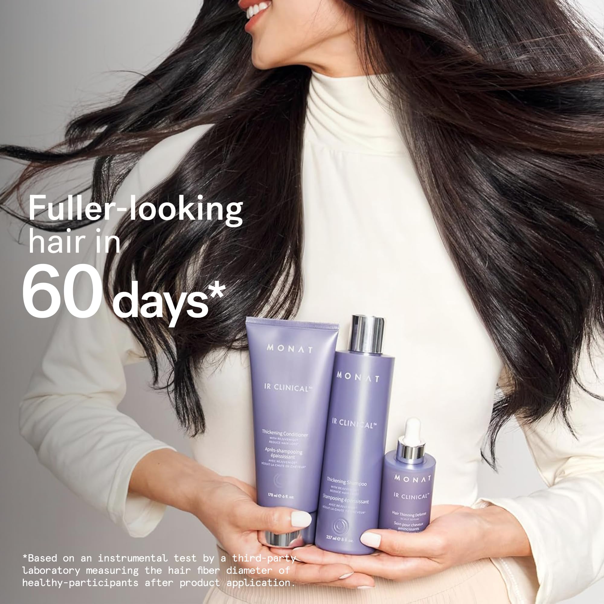 MONAT IR Clinical System – Complete Hair Care Restoration Kit with Thickening Shampoo, Conditioner & Thinning Defense Serum – Strengthens, Protects, & Revives Hair for Thicker, Fuller-Looking Results