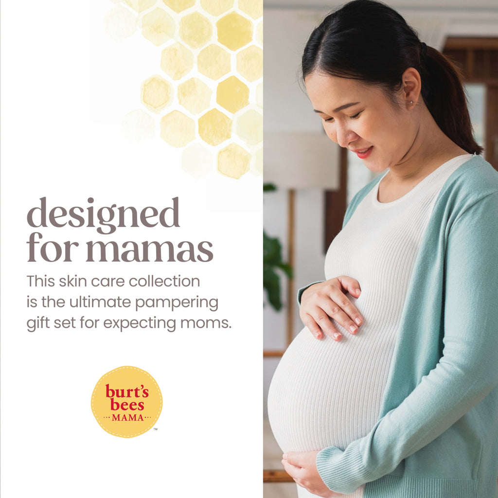 Burt’s Bees Mama Gift Set, Includes Lip Balm, Leg and Foot Cream, and Belly Butter, Natural Origin Skin Care, 0.15 oz./3.38 oz./6.5 oz.