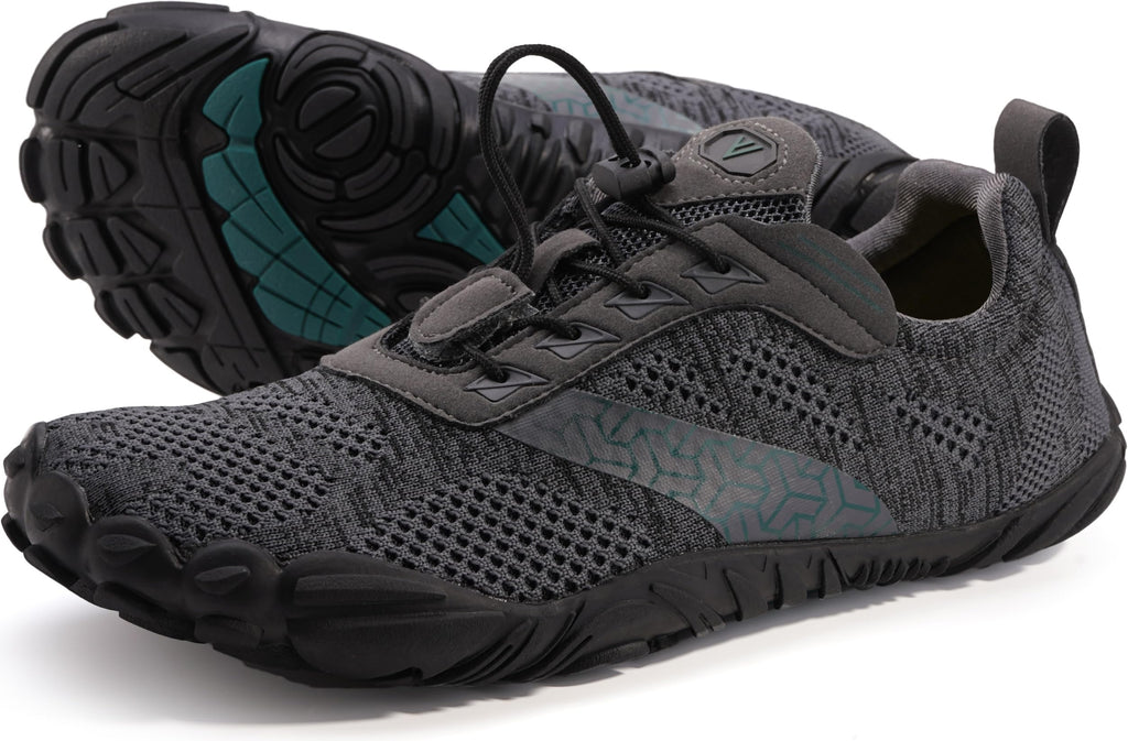 WHITIN Men's Trail Running Shoes Minimalist Barefoot Five Fingers Wide Toe Box Size 11 Gym Workout Fitness Zero Drop Minimus Sneakers Grey 44