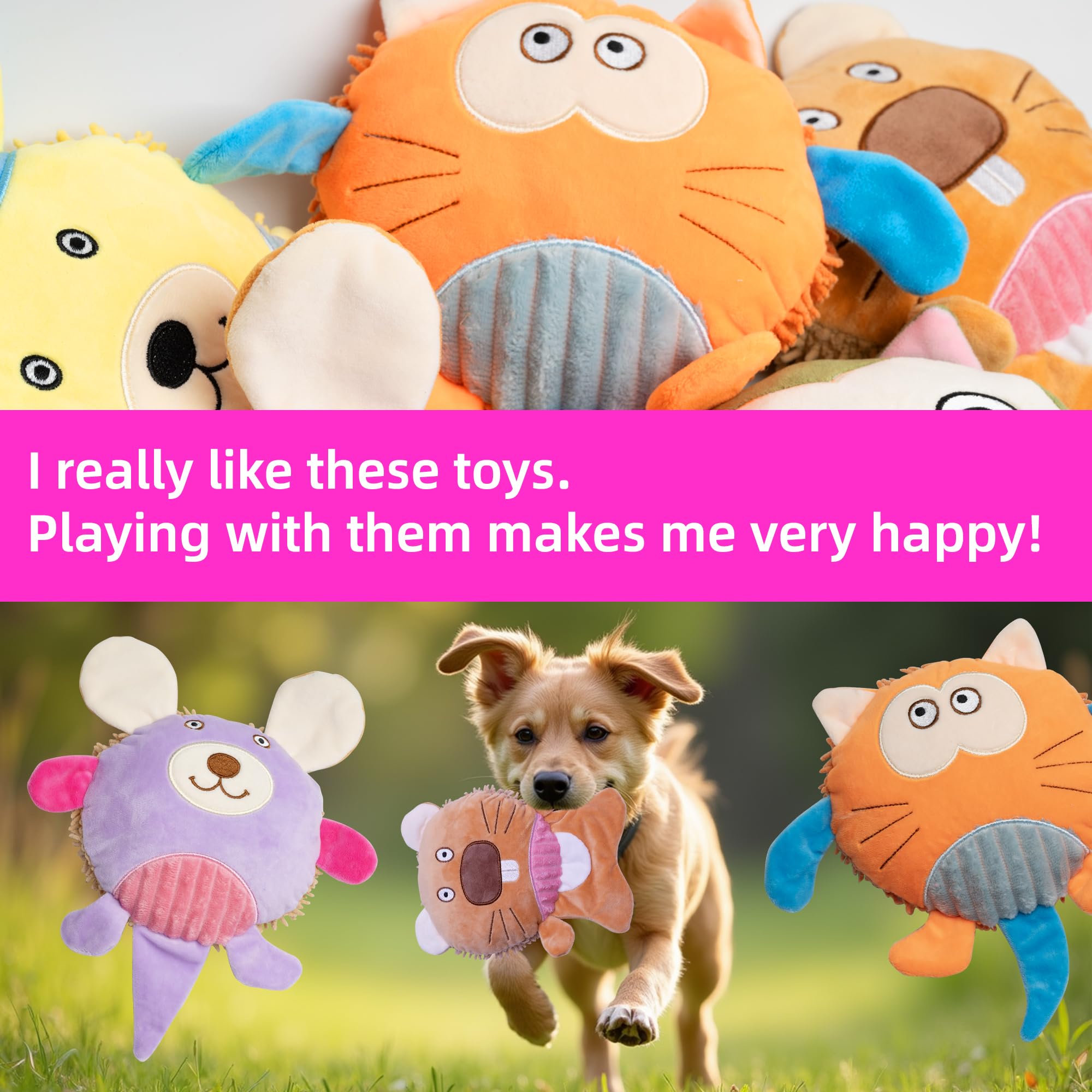 GZQKUSO 5-Pack Squeaky Dog Toys, Stuffed Plush Dog Toys with Squeak Crinkle Sounds to Keep Dogs Busy, Puppy Toys for Small, Medium, and Large Dogs