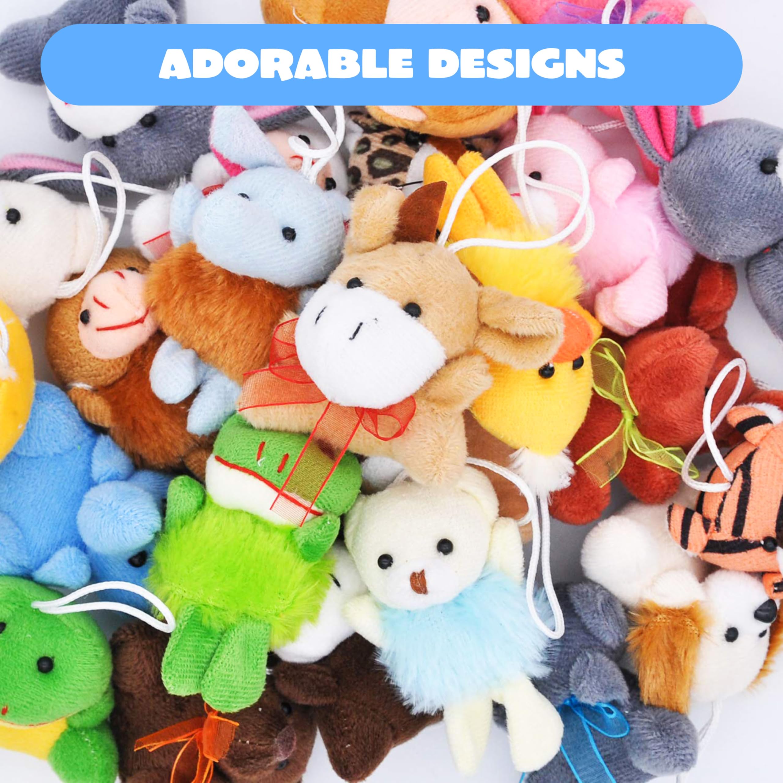 JOYIN 24 Pack Mini Animal Plush Toy Assortment (24 Units 3" Each), Animals Keychain Decoration for Kids, Small Stuffed Animal Bulk for Kids, Carnival Prizes, School Gifts, Valentines Goodie Bags