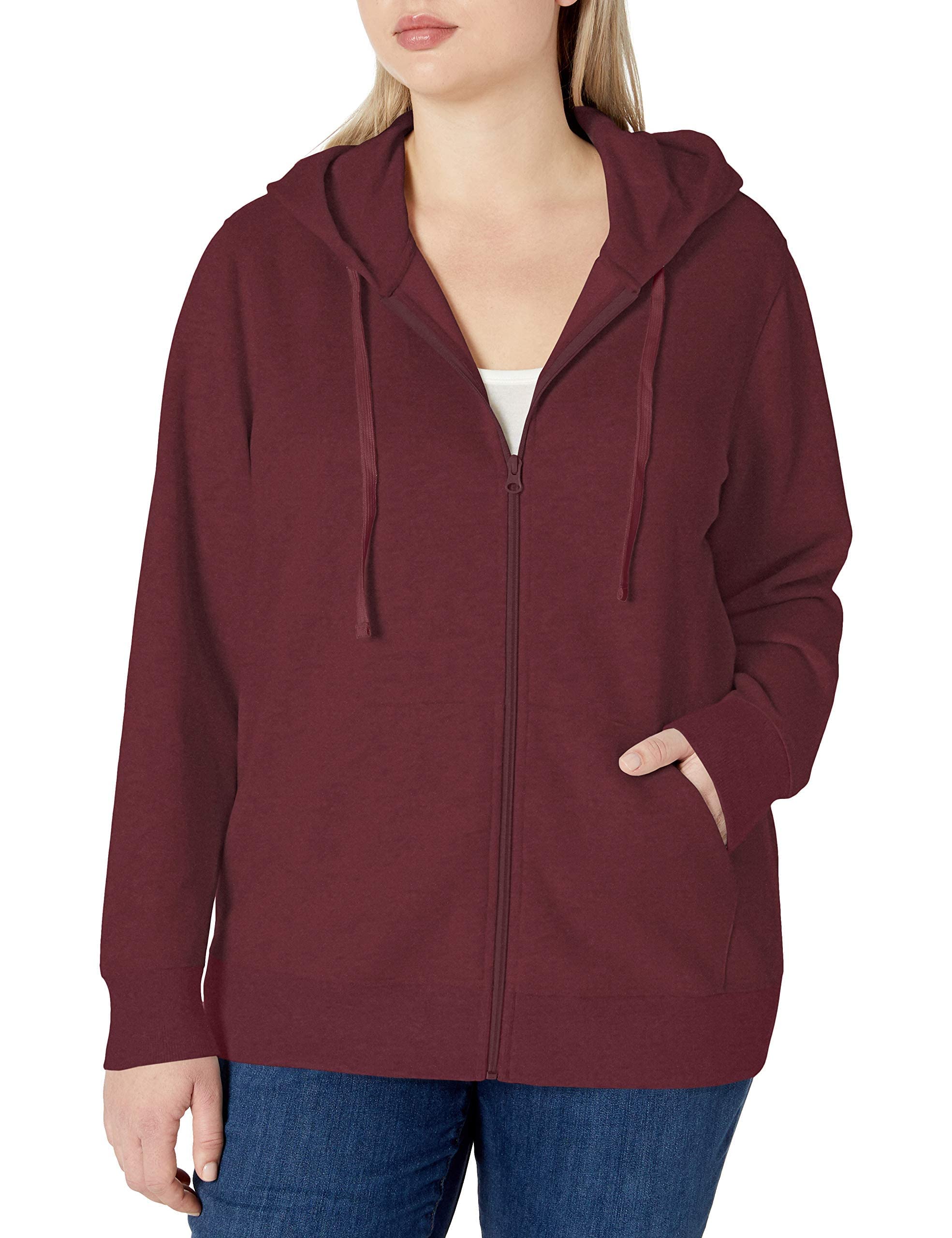 Amazon Essentials Women's Fleece Full-Zip Hoodie (Available in Plus Size), Burgundy, X-Large