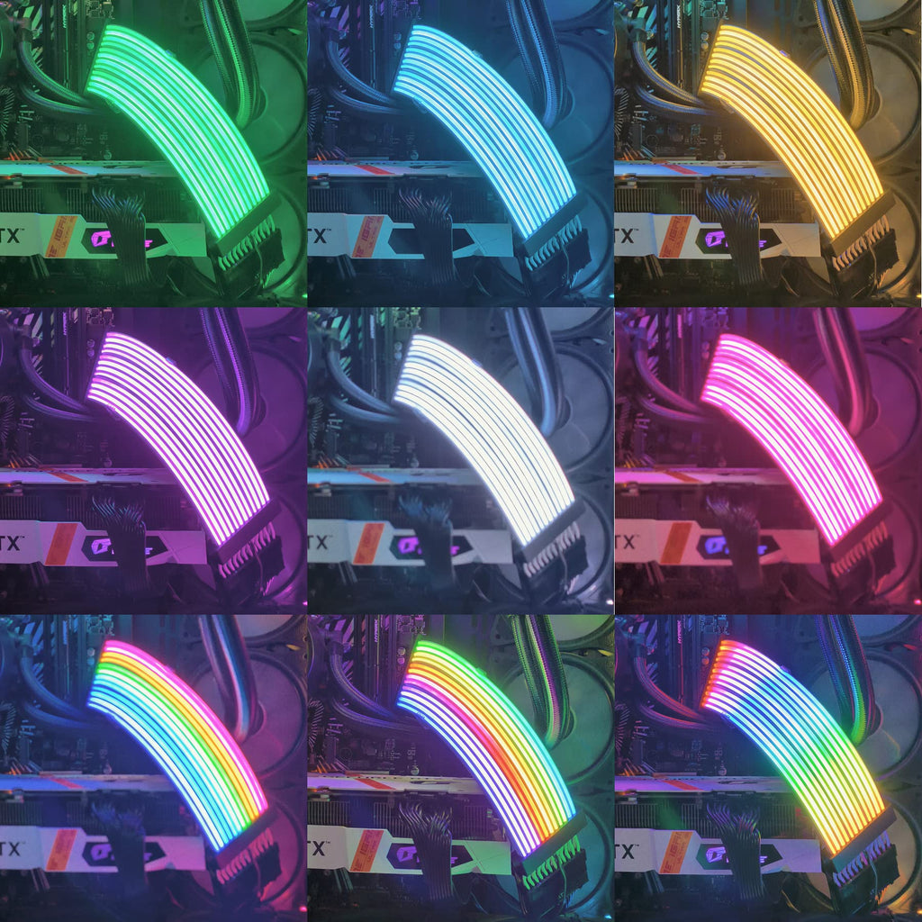 airgoo Addressable RGB ATX Strimer S2, ARGB PSU Extension Cable, Include ATX 24-pin 18AWG Wires, for AG-DRGB16 SignalRGB Controller (Not Included)