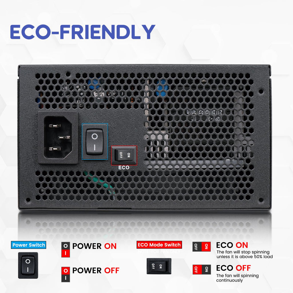 Vetroo 1000W Black Power Supply ATX 3.1 Ready Dual PCIe 5.1, 80 Plus Gold Full Modular, Eco Mode with 120mm FDB Fan, Compact Size, 10 Year Warranty for Gaming PC