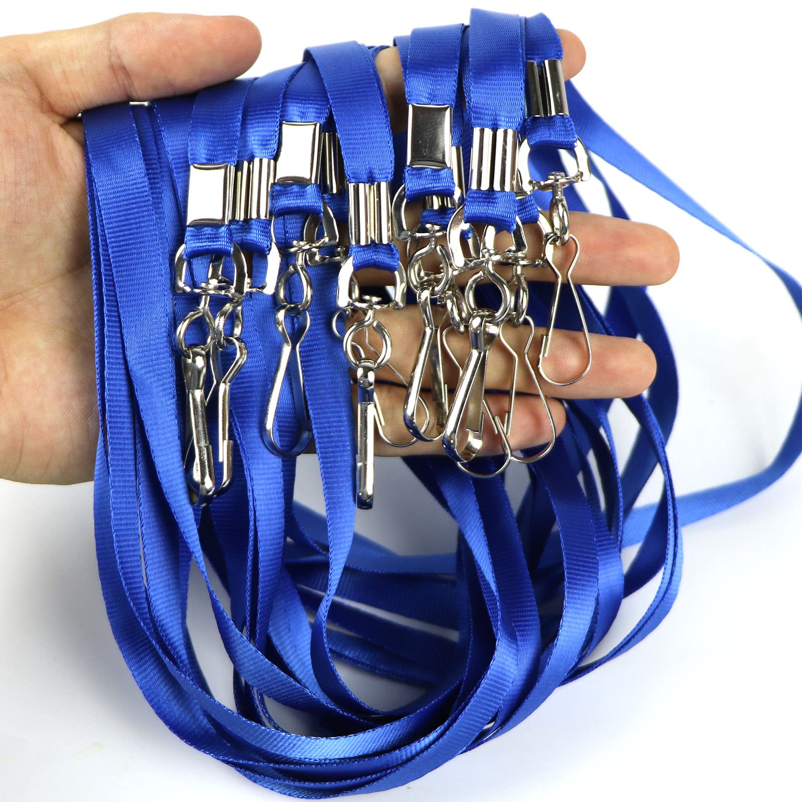 Beebel Blue Lanyard Bulk Lanyards for Id Badges Flat Lanyard with Badge Clip Swivel Hook 50 Pack