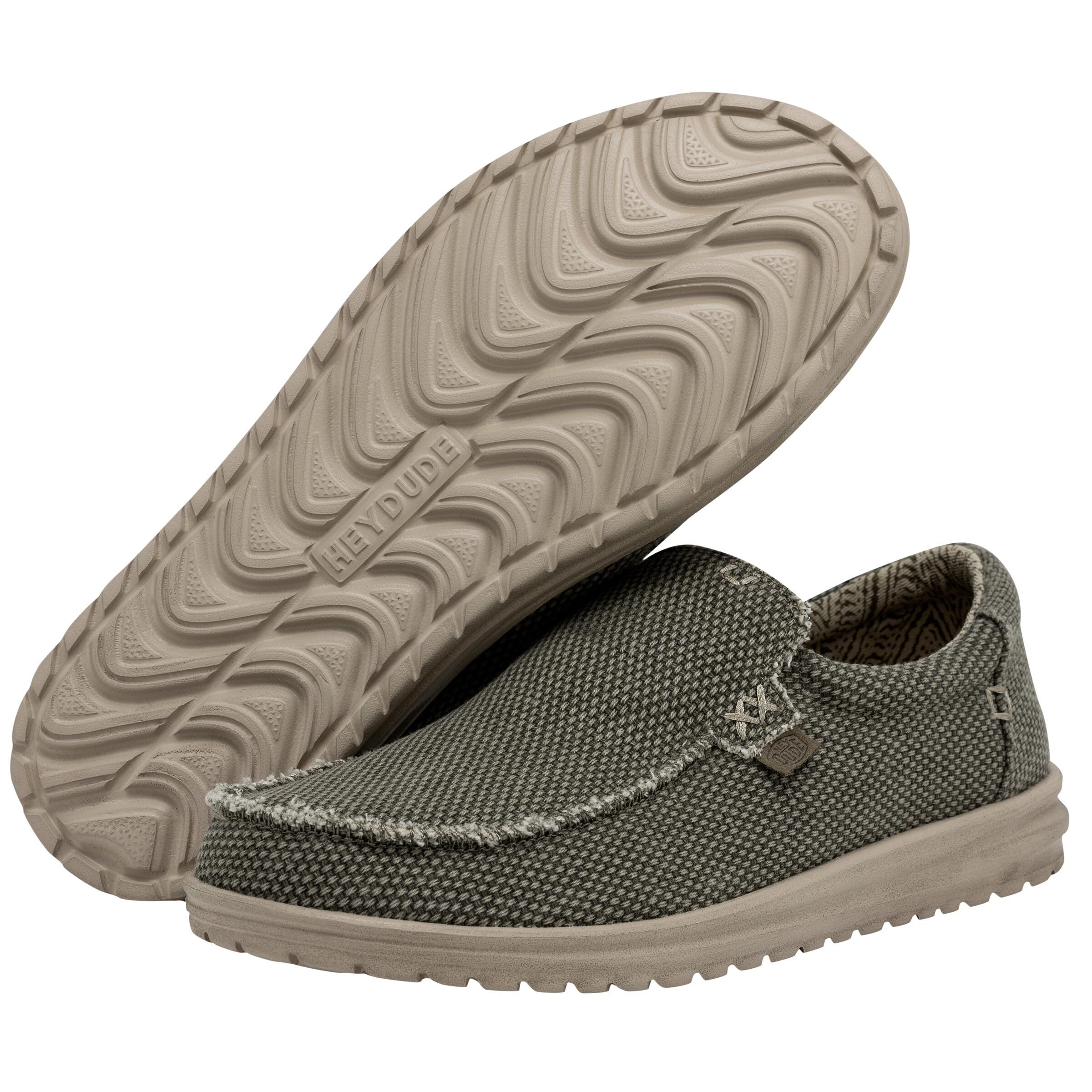 HEYDUDE Men's Mikka Braided Army Size 8| Loafers | Men's Slip On Shoes | Comfortable & Light-Weight