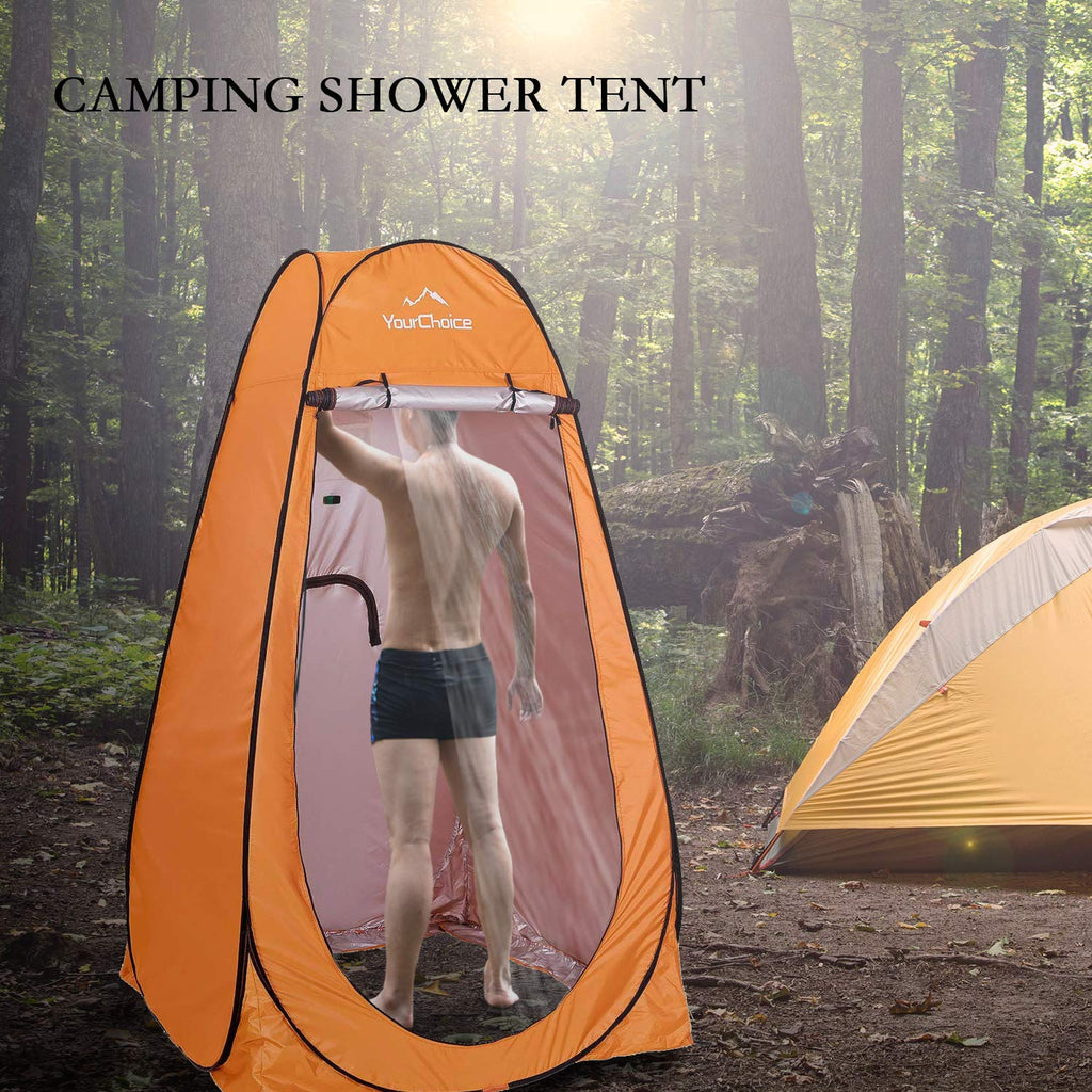 Your Choice Pop Up Privacy Tent, 3.9x3.9x6.2FT Portable Shower Tent for Camping, Waterproof Outdoor Changing Room with Carry Bag for Beach Hiking RV Fishing - Orange