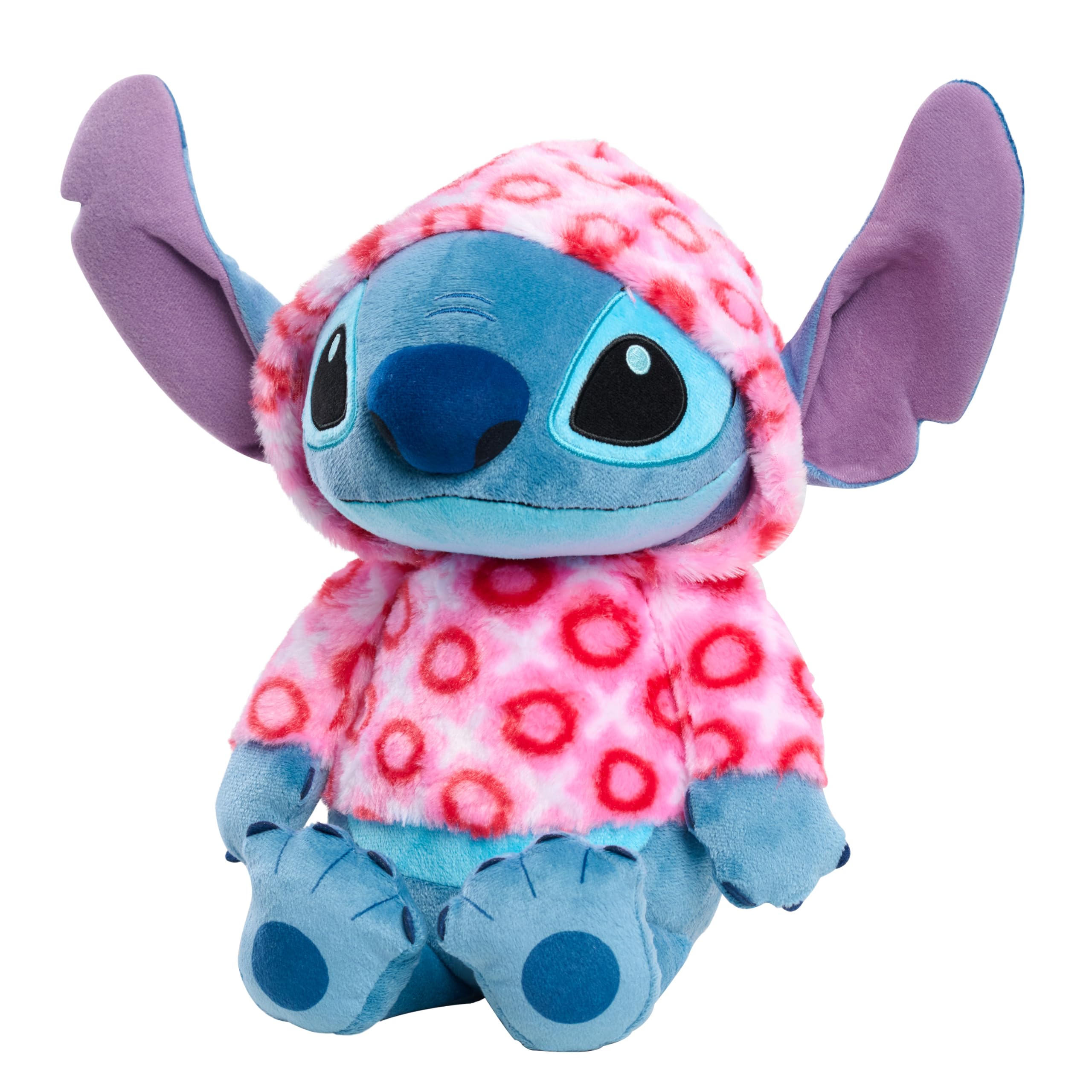 Disney Stitch Large 13-inch Valentines Heart Hoodie Plush Stuffed Animal, Soft & Huggable, Toy for Fans, Girls, Boys, Ages 2 and Up by Just Play