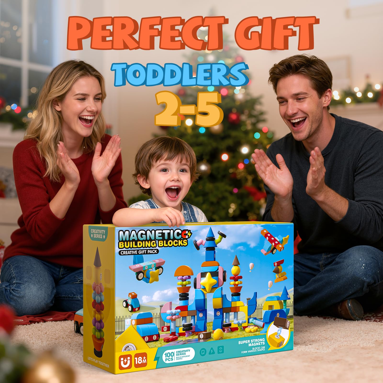 Joyfresh Foam Magnetic Blocks for Toddlers, 100pcs,Big Building Block for Kids 2 3 4 5 Years Old, Soft EVA Blocks Toys Gifts for Boys Girls