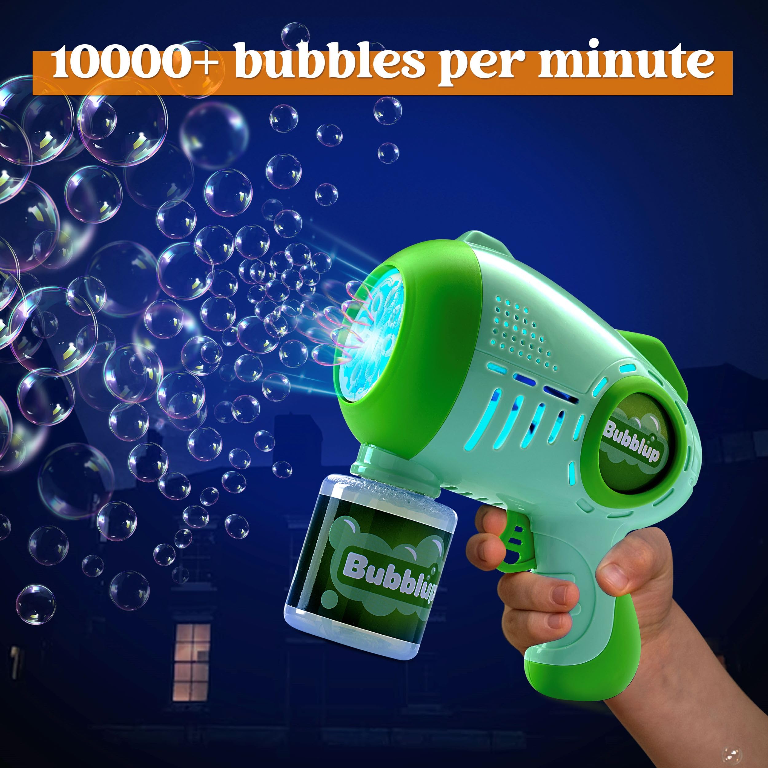 JOYIN 2 Kids Bubble Guns with 4 Bottles Solution, Automatic Bubble Machine Gun with 8 Holes for Kids, Adults, Summer Toys, Easter Basket Stuffers, Birthday Gift, Party Favors