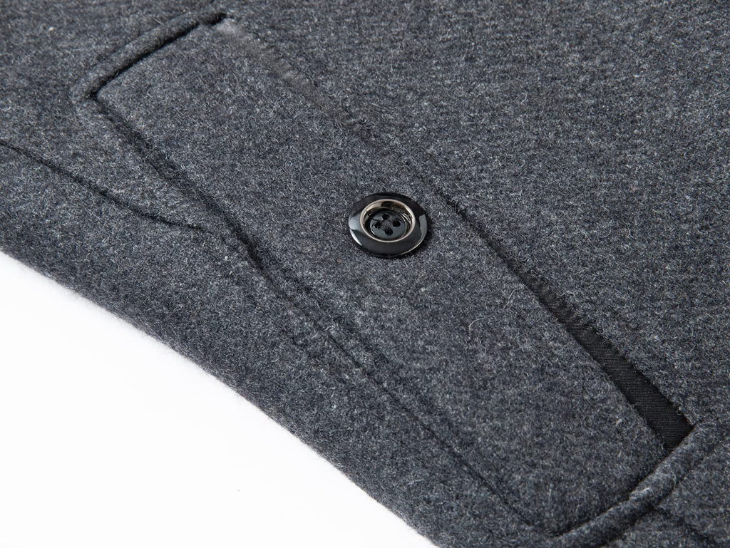 chouyatou Men's Winter Stylish Wool Blend Single Breasted Military Peacoat (Small, Dark Grey)