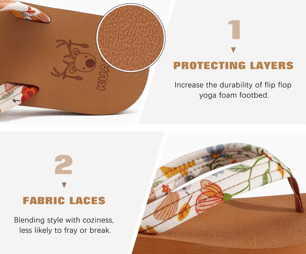 KuaiLu Womens Yoga Mat Flip Flops Comfortable Arch Support Ladies Summer Beach Pool Cushion Walking Thong Sandals Orthotic Slip on Outdoor Slides Travel Essentials Outfits Slippers Shoes Beige Size 8