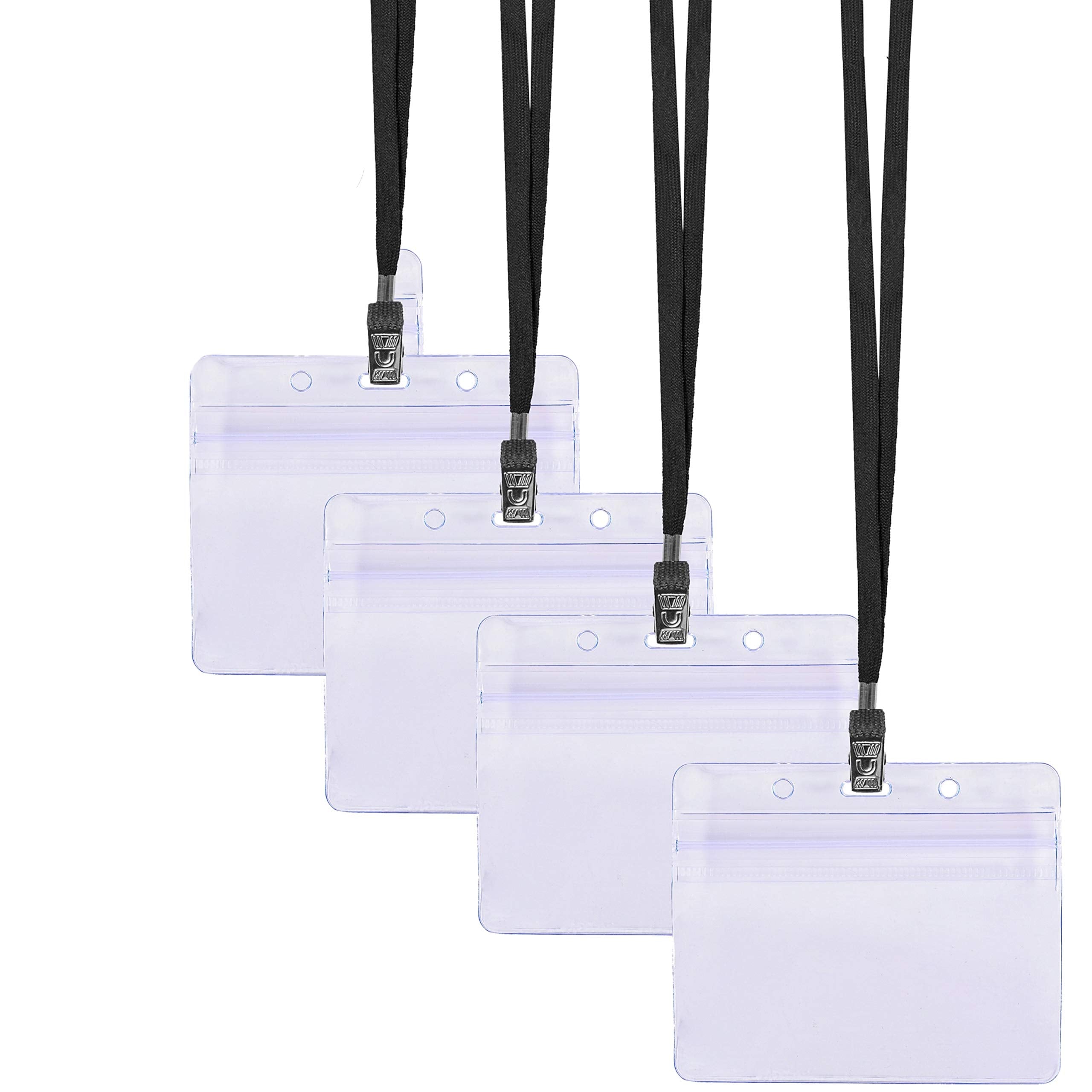 SEE-IT! 330 pcs Make 110 Name Tag Holders with Lanyards and White Insert Cards, Quick Load No Zipper Badge Protector ID Holder Heavy Duty Reusable Business School Church Conference