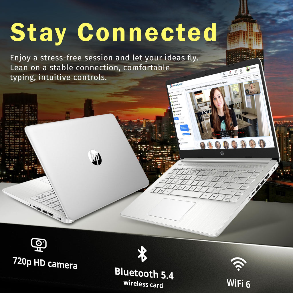 HP Stream 14" HD BrightView Laptop, Intel Celeron N150, 16GB RAM, 288GB Storage (128GB UFS + 160GB Docking Station Set), Intel UHD Graphics, 720p Webcam, Wi-Fi, 1 Year Office 365, Win 11 S, Silver