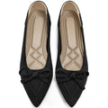 Ablanczoom Ballet Flats Shoes for Women: Dressy Pointed Toe Bow Knit Flats Comfortable Slip On Work Business Casual Shoes Black