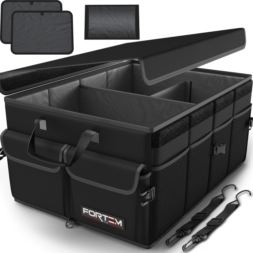 FORTEM Trunk Organizer For SUV Car Trunk Organizer, Foldable Storage, Car Accessories for Women Men, Collapsible Bag, Perfect Christmas Gifts, 600D Oxford, Non Slip Bottom, Straps, Soft Cover (50L)