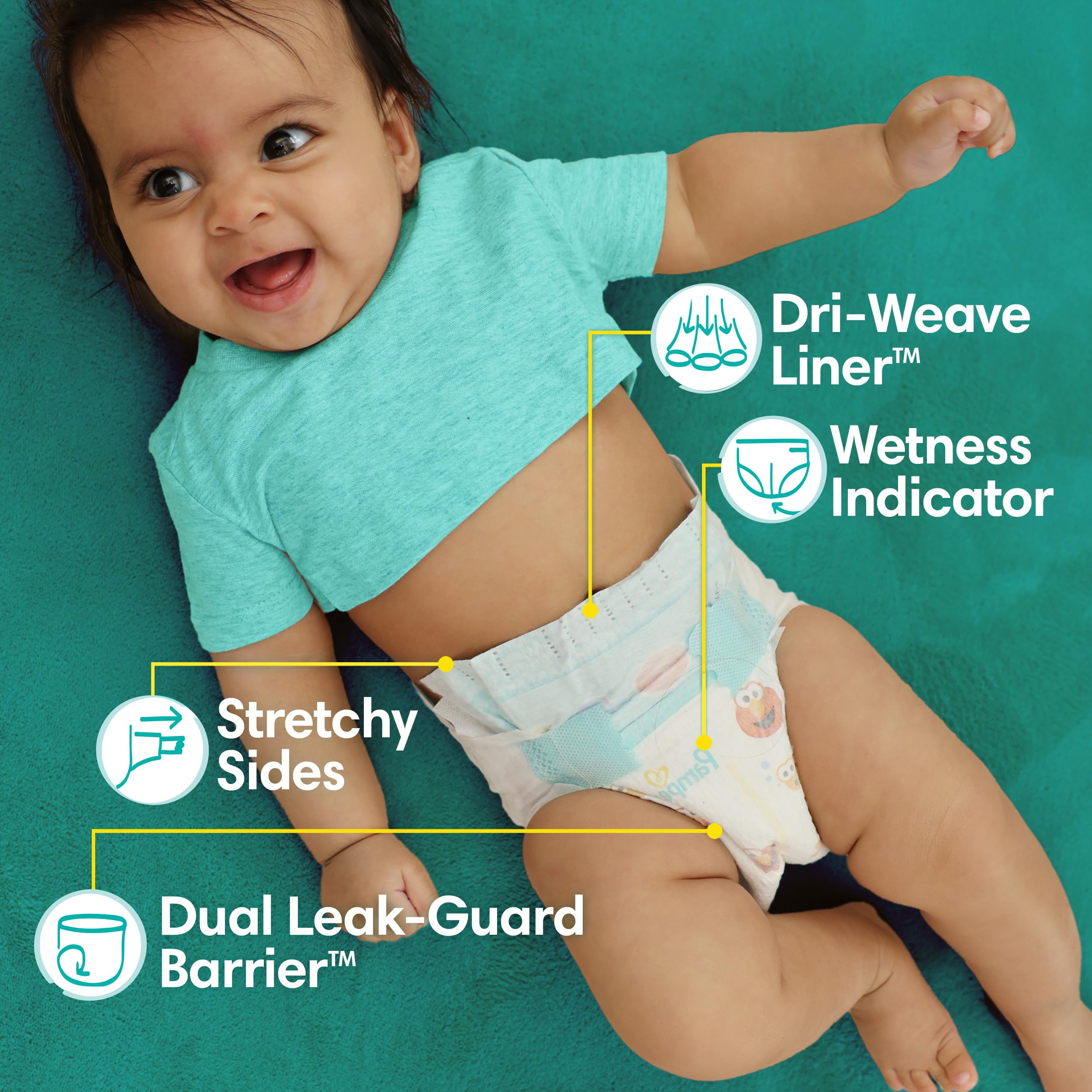 Pampers Diapers - Baby Dry - Size 1, 44 Count, Absorbent Disposable Infant Diaper (Packaging May Vary)