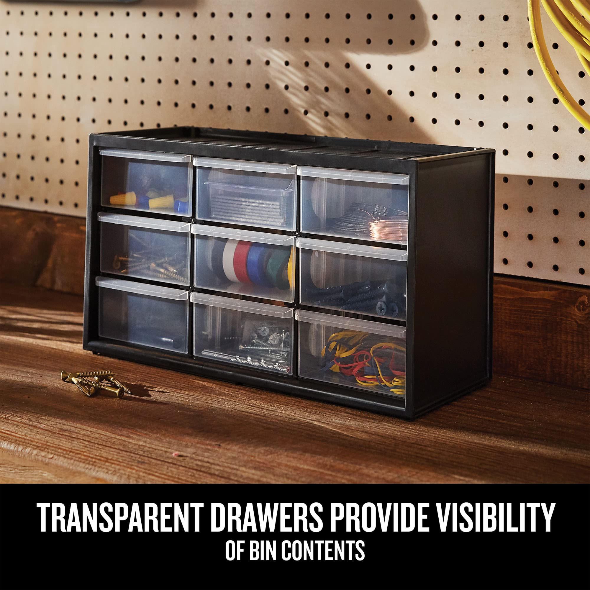 CRAFTSMAN Plastic Storage Organizer Bin System, 9 Compartment, Modular, Home Office (‎CMST40709)