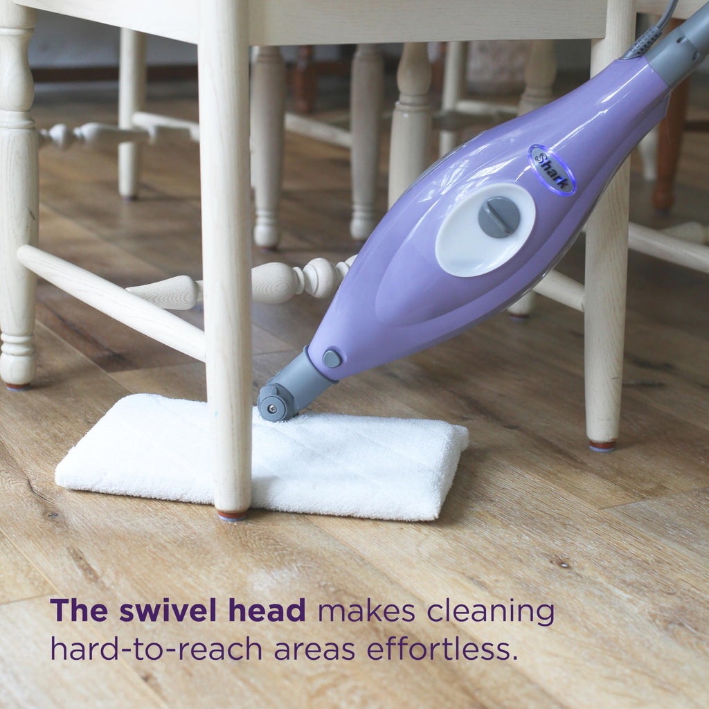 Shark Steam Pocket Mop with 2 Washable Double-sided Pads, Steam Sanitization, Swivel Steering, Lightweight, Steam Cleaner for Sealed Hard Floors, Hardwood, Marble, Tile, Purple, S3501