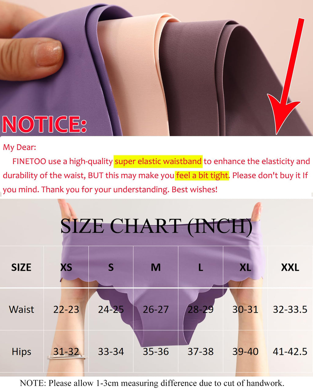 FINETOO 6 pack Seamless Underwear for Women Sexy Low Rise Hipster Wave Edge No Show Bikini Panties Womens Cheeky S-XL