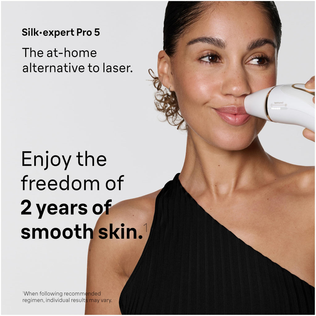 Braun Smart IPL, Silk·Expert Pro 5: at Home Laser Hair Removal for Women and Men, Permanent Visible Hair Reduction in Hair Regrowth for Body & Face, Wide Head and Two Precision Heads, IPL5347
