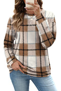 RUMIA Sweatshirt for Women Fall Fashion Clothes Crewneck Fall Outfits Tops for Women 2025 Ladies Pullover Long Sleeve T Shirts Trendy Beige Plaid L