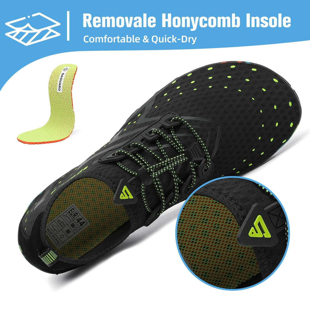 Mishansha Water Shoes for Women Men, Quick-Dry Barefoot Swim Shoes with Drainage Holes, Lightweight Aqua Shoe for Beach Pool River Boating Yoga Walking 7 Women/6 Men Carbon Black