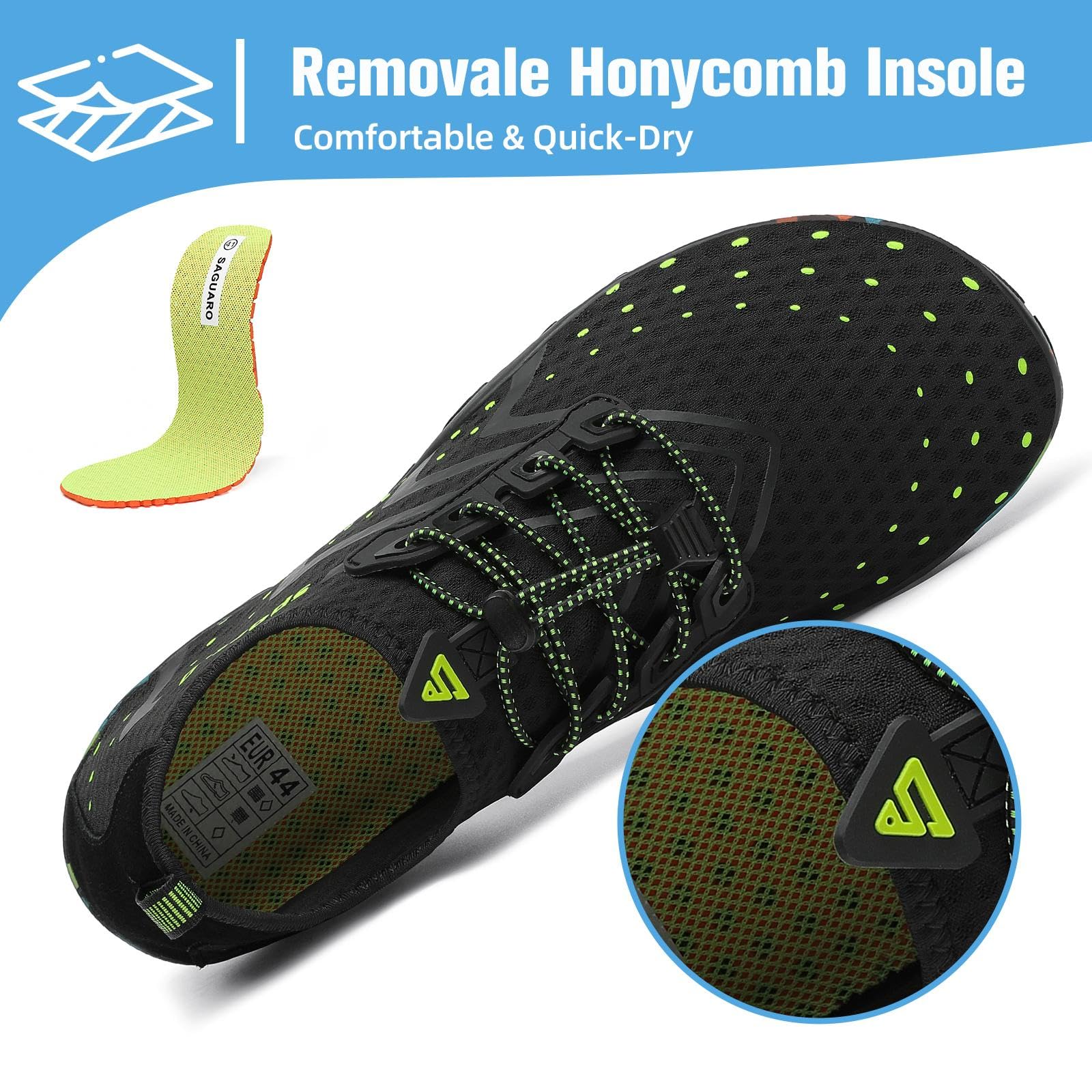 Mishansha Mens Womens Water Shoes Quick Dry Barefoot for Swim Diving Surf Aqua Sports Pool Beach Walking Yoga Black 9.5