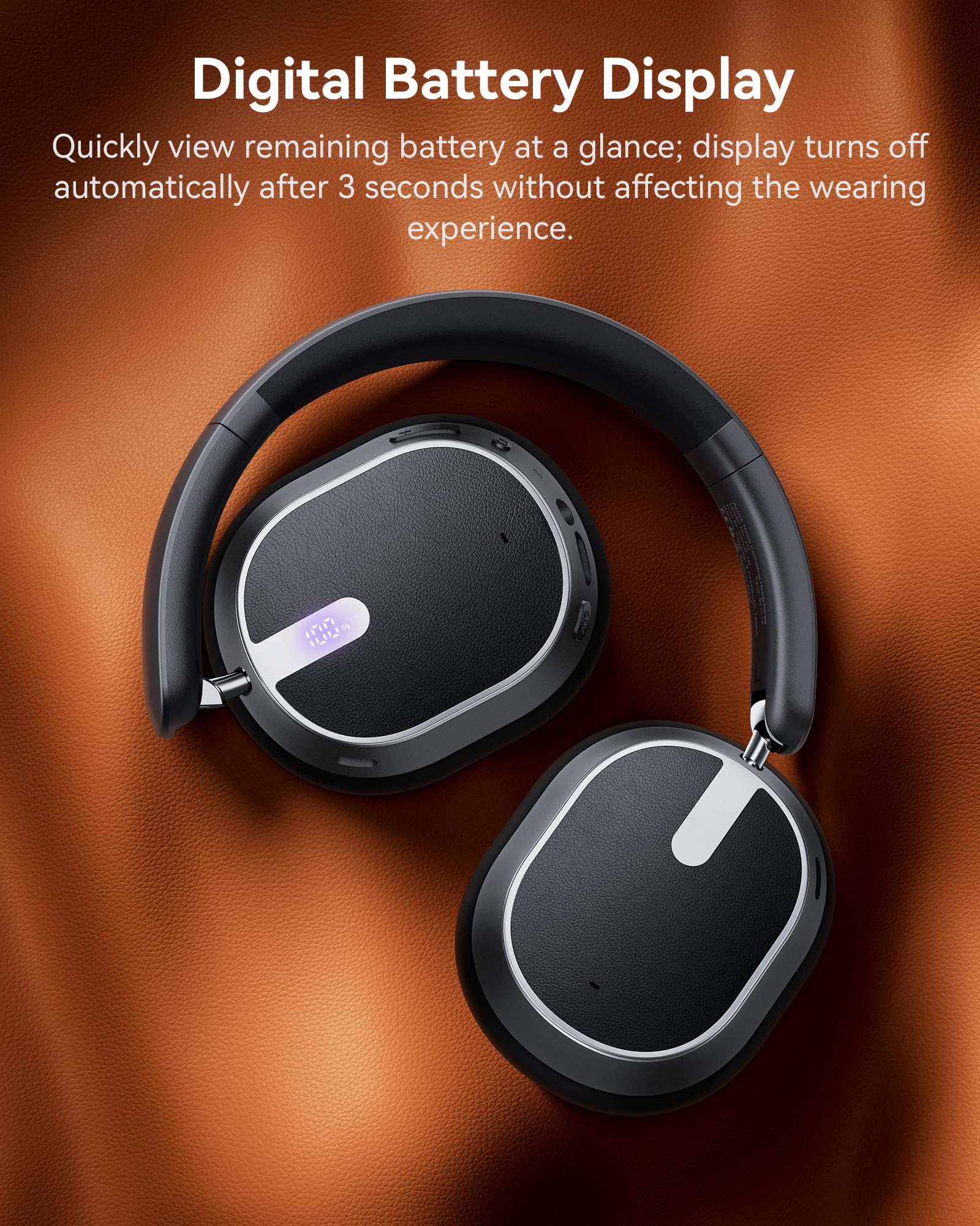 Active Noise Cancelling Headphones,120H Playtime Bluetooth 6.0 Wireless Headphones with Power Display & 6-Mic ENC Calls, 360° Spatial Audio Over Ear Headphones Foldable Headset for Travel Office Game