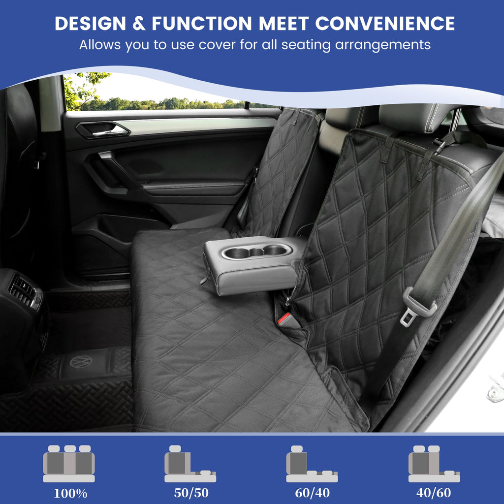 ALLANSING Back Seat Cover - 900D Oxford Waterproof Car Seat Protector, Fits Cars/SUVs/Trucks, Split Bench, Non-Slip, for Messy Kids & Drooling Dogs, Easy Clean(Black)