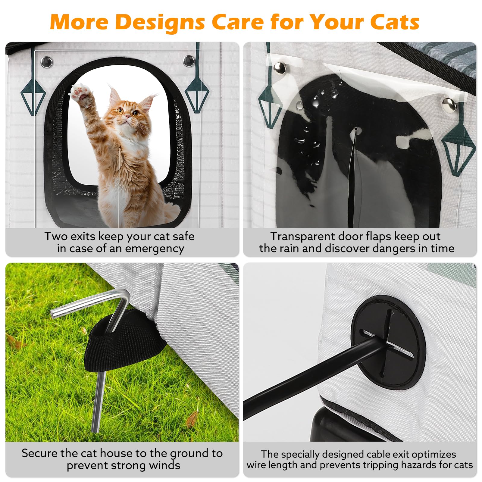 GASUR Weatherproof Heated Cat House for Outside Cats, Outdoor Cat House with Cats Heated Pad for Winter, Insulated Heating Cat Houses, Elevated Safe Feral Cat Houses Heat Cat Shelter (20"x17"x16")