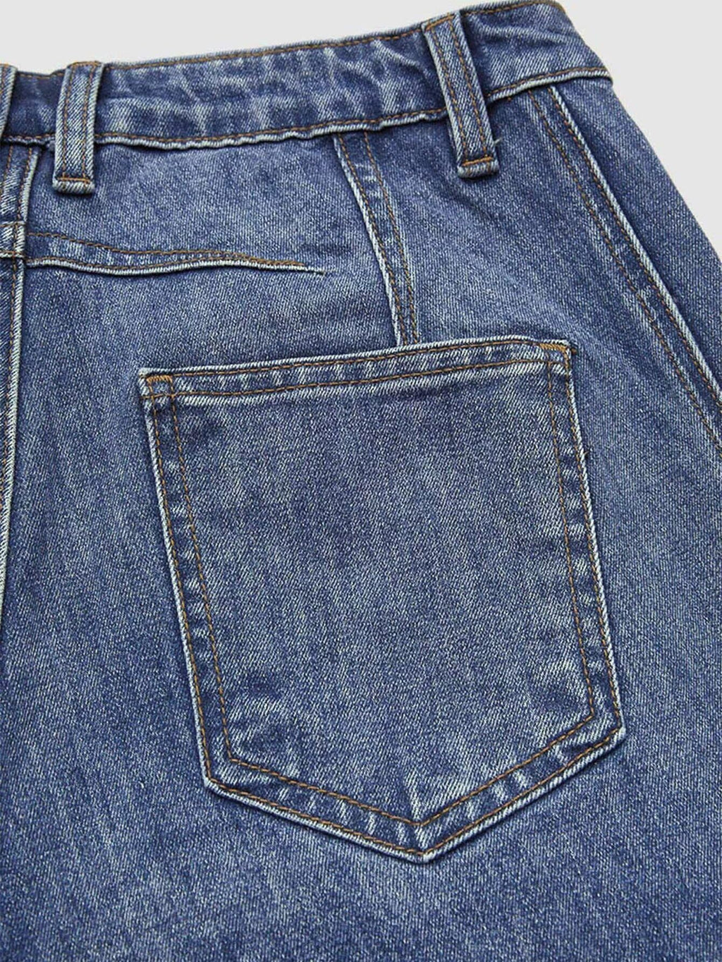 Flamingals Barrel Leg Jeans for Women Mid Waist Casual Baggy Boyfriend Stitch Detail Denim Jeans Dark Blue M