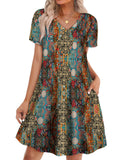WIHOLL Summer Dresses for Women 2026 Casual Tshirts Dress with Pockets Beach Vacation Clothes Short Sleeves Flowy Sundress Loose Fit Vestidos Casuales para Mujer Spring Outfit Boho Multicolor L