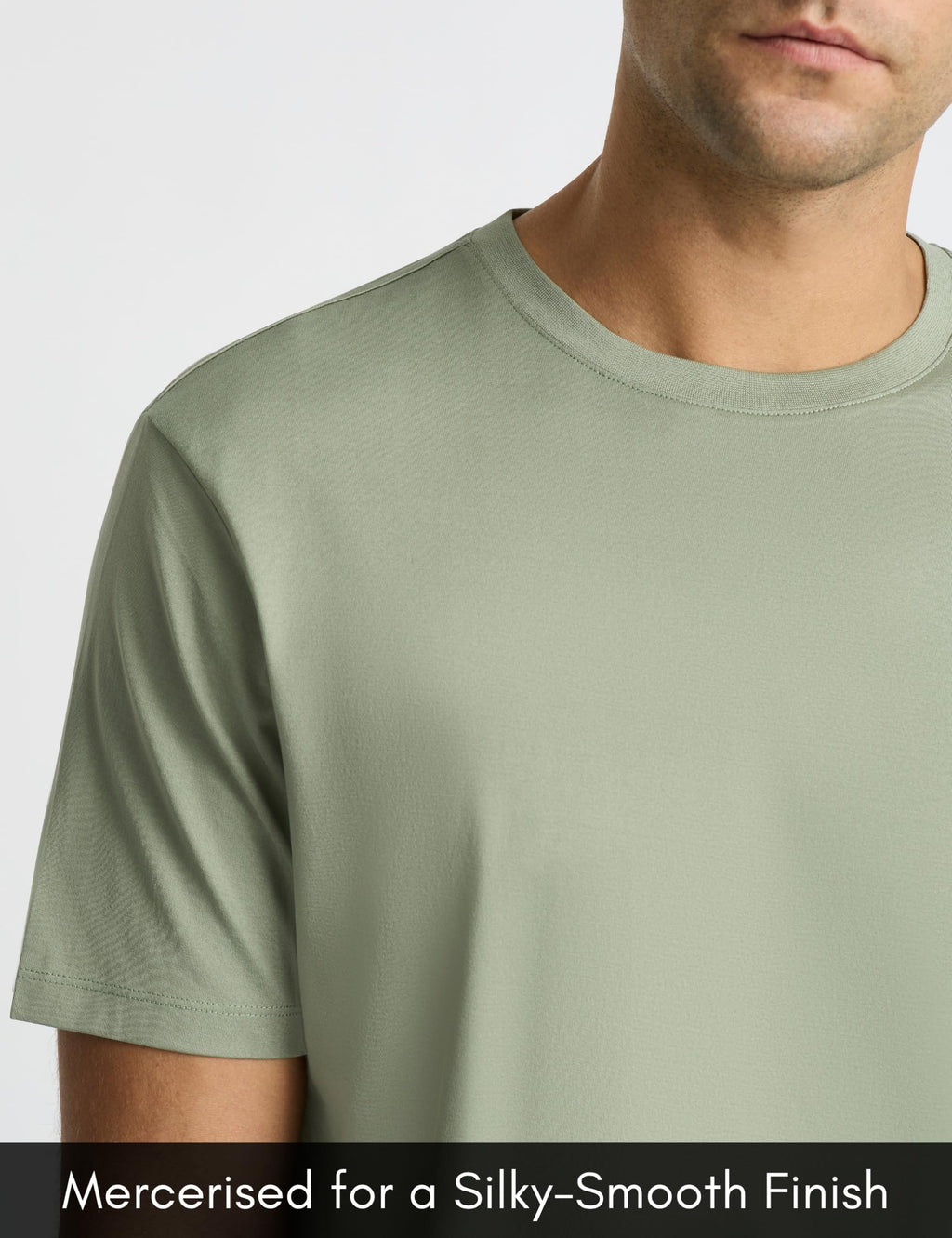 Supima® Mercerised Cotton Crew Neck T-Shirts for Men - Sage Green - X-Large | Soft Lustrous Regular Fit - 5.6oz Lightweight, Durable Extra-Long Staple Cotton - True to Size Smooth Skin Feel