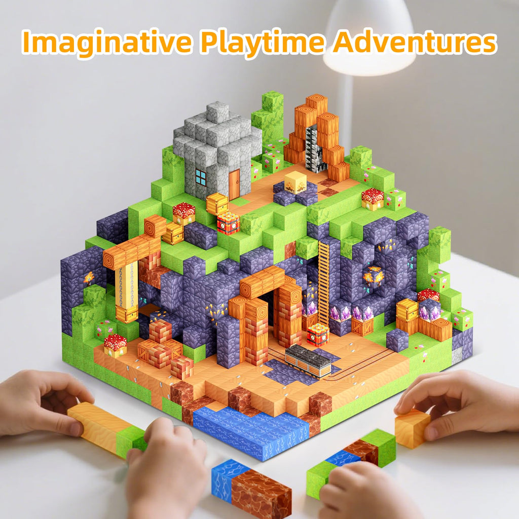 Minoskia Magnetic Blocks, 150 PCS Magnetic Building Blocks Sensory Toys for 3-5 4-6 5-7 6-8 Year Old Boys Girls Easter Birthday Gifts Travel Outdoor Kids Games