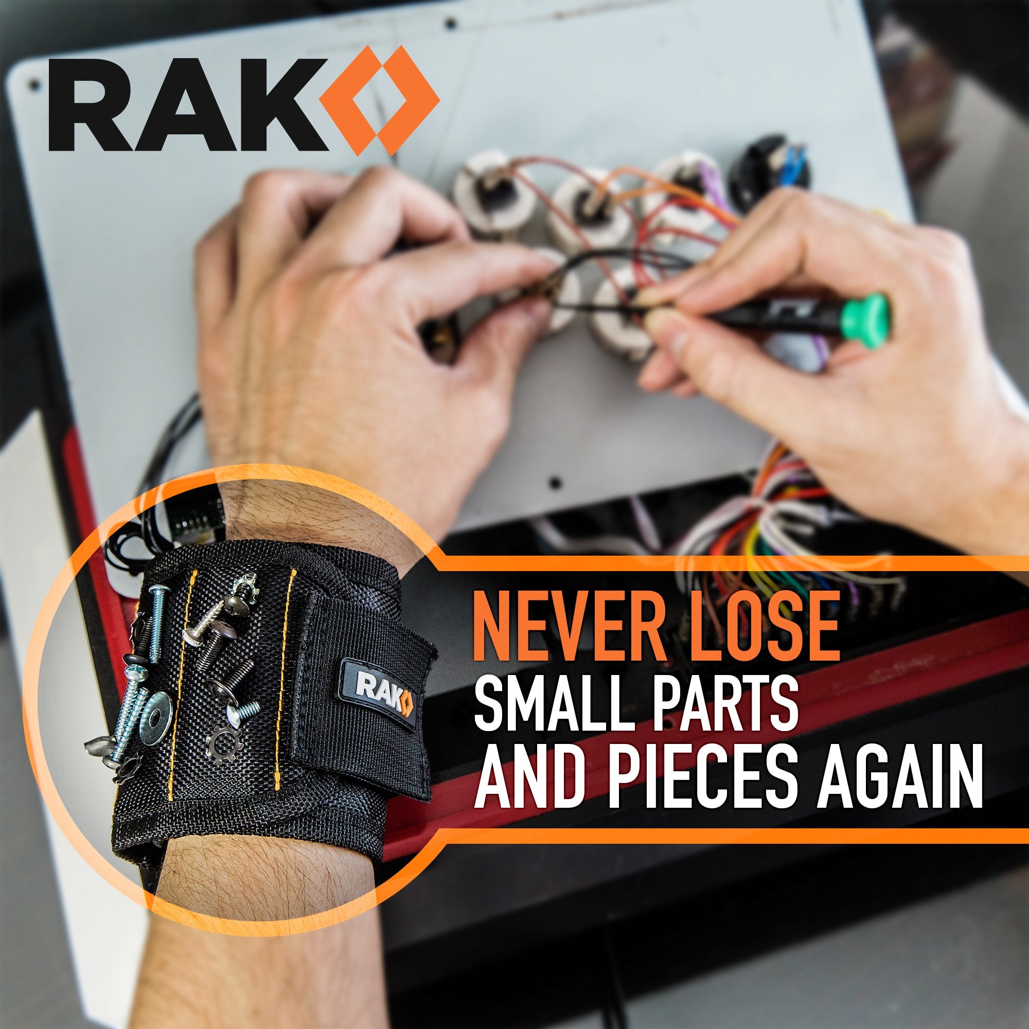 RAK Magnetic Wristband for Tools - Premium Tool Belt for Holding Screws, Bolts with Powerful Magnets, Birthday Gifts for Men, Cool Gadgets Stuff Gifts for Dad, Husband, Grandpa, Handyman, Him