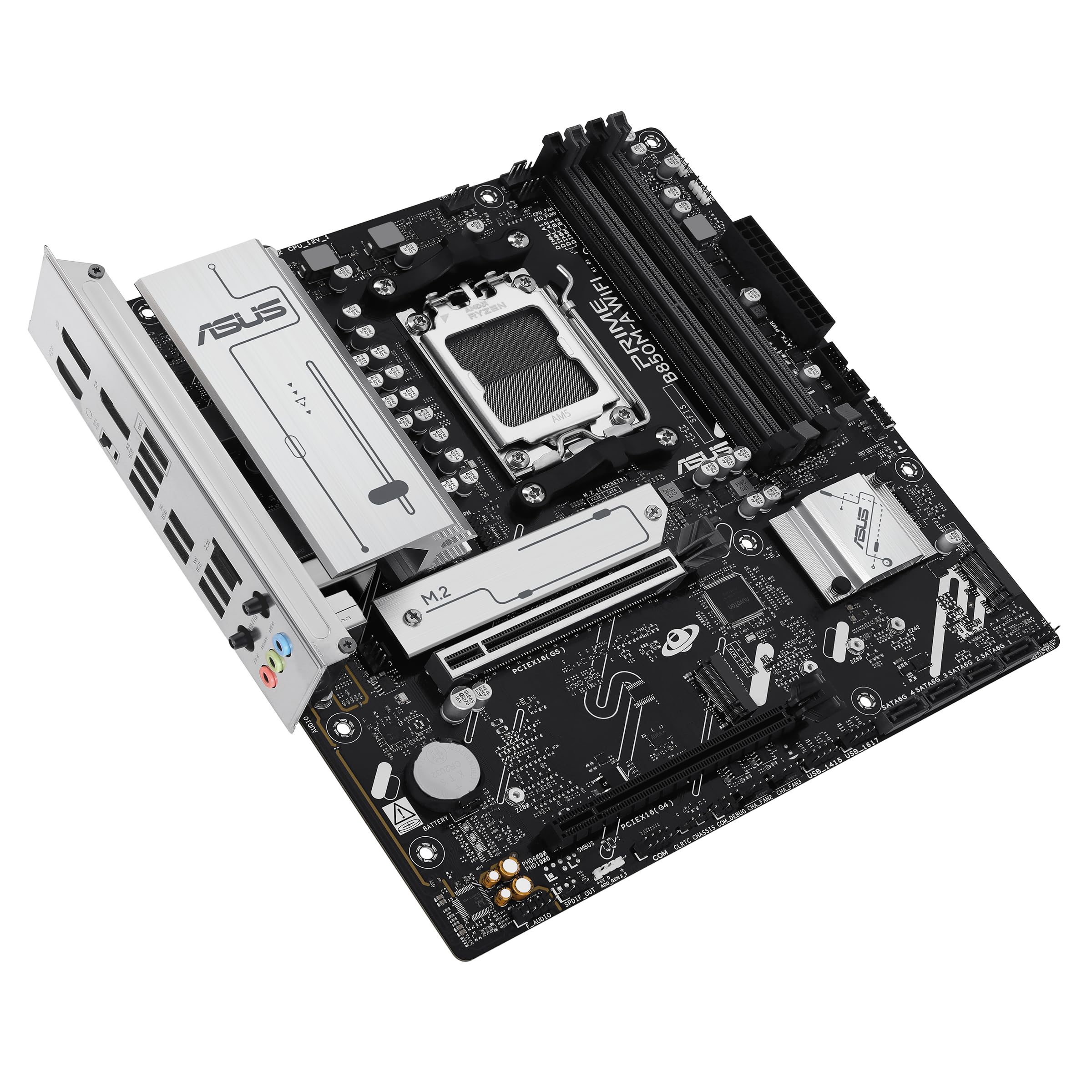 ASUS Prime B850M-A WiFi-CSM AMD AM5 B850 mATX Motherboard, DDR5, PCIe 5.0 Ready, 3X M.2, Wi-Fi 6E, 2.5Gb LAN, DisplayPort, HDMI™, USB Type-C®, ASUS Control Center Express Remote IT Management