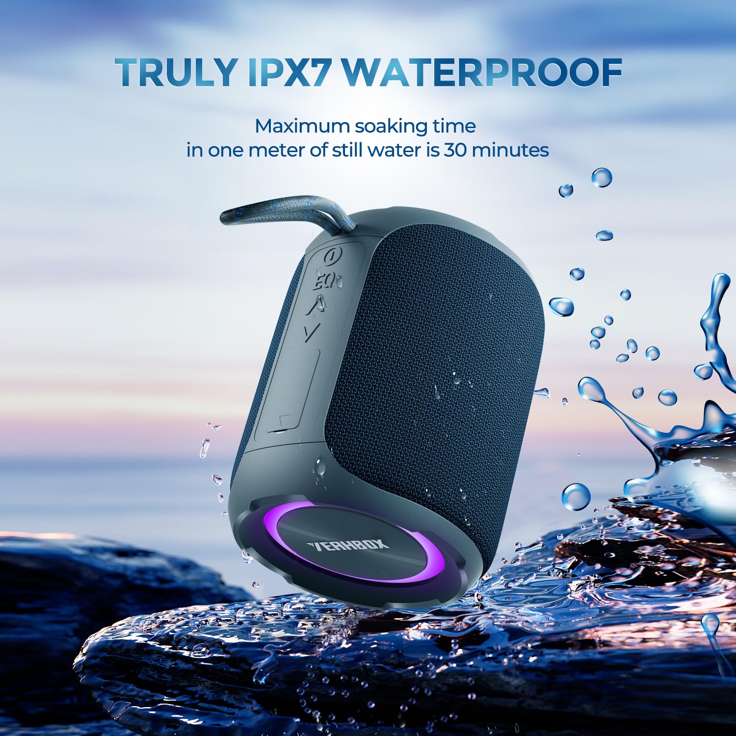 YEAHBOX Portable Bluetooth Speaker, Bluetooth 5.3 40W Wireless Stereo with Deep Bass, RGB Lights, IPX7 Waterproof, Long-Lasting Battery, TWS Pairing for Outdoor, Party, Shower & Home