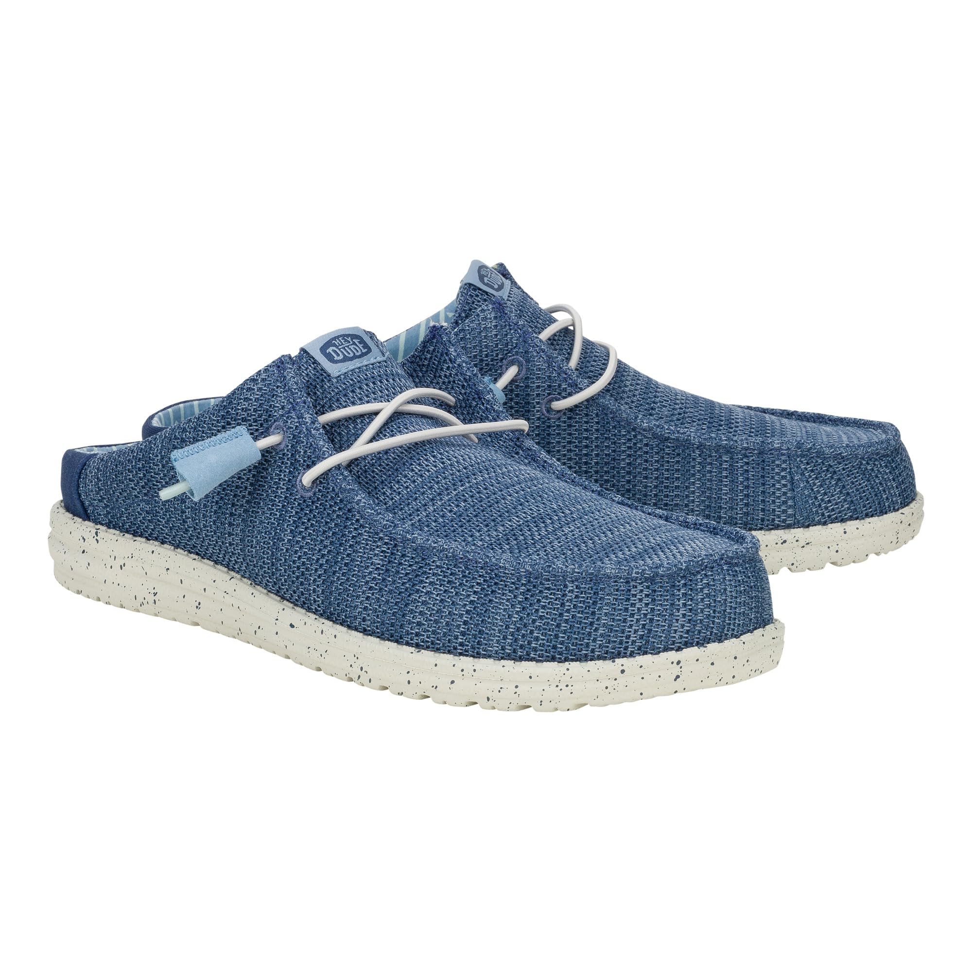 HEYDUDE Wally Slip Stretch Sox Faded Denim/Sargasso Blue Size 11, Men’s Shoes, Men's Slip-on Loafers, Comfortable & Light-Weight