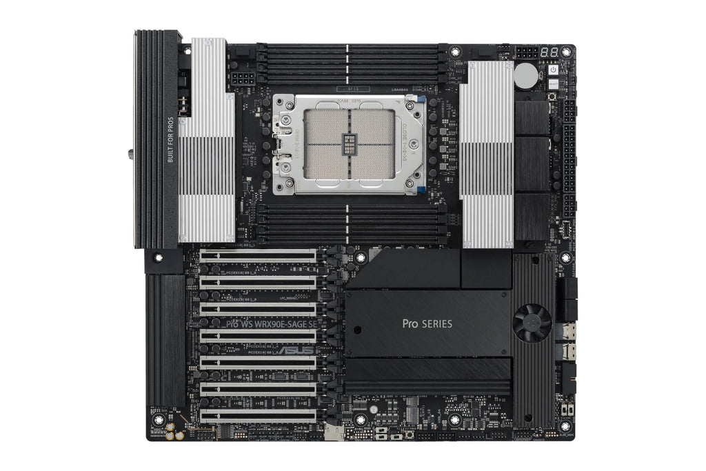 ASUS Pro WS WRX90E-SAGE SE EEB Workstation Motherboard, AMD Ryzen™ Threadripper™ PRO 7000 WX-Series, ECC R-DIMM DDR5, 32 Power-Stage,7xPCIe 5.0x16, PCIe 5.0 M.2, 10Gb & 2.5Gb LAN, Multi-GPU Support