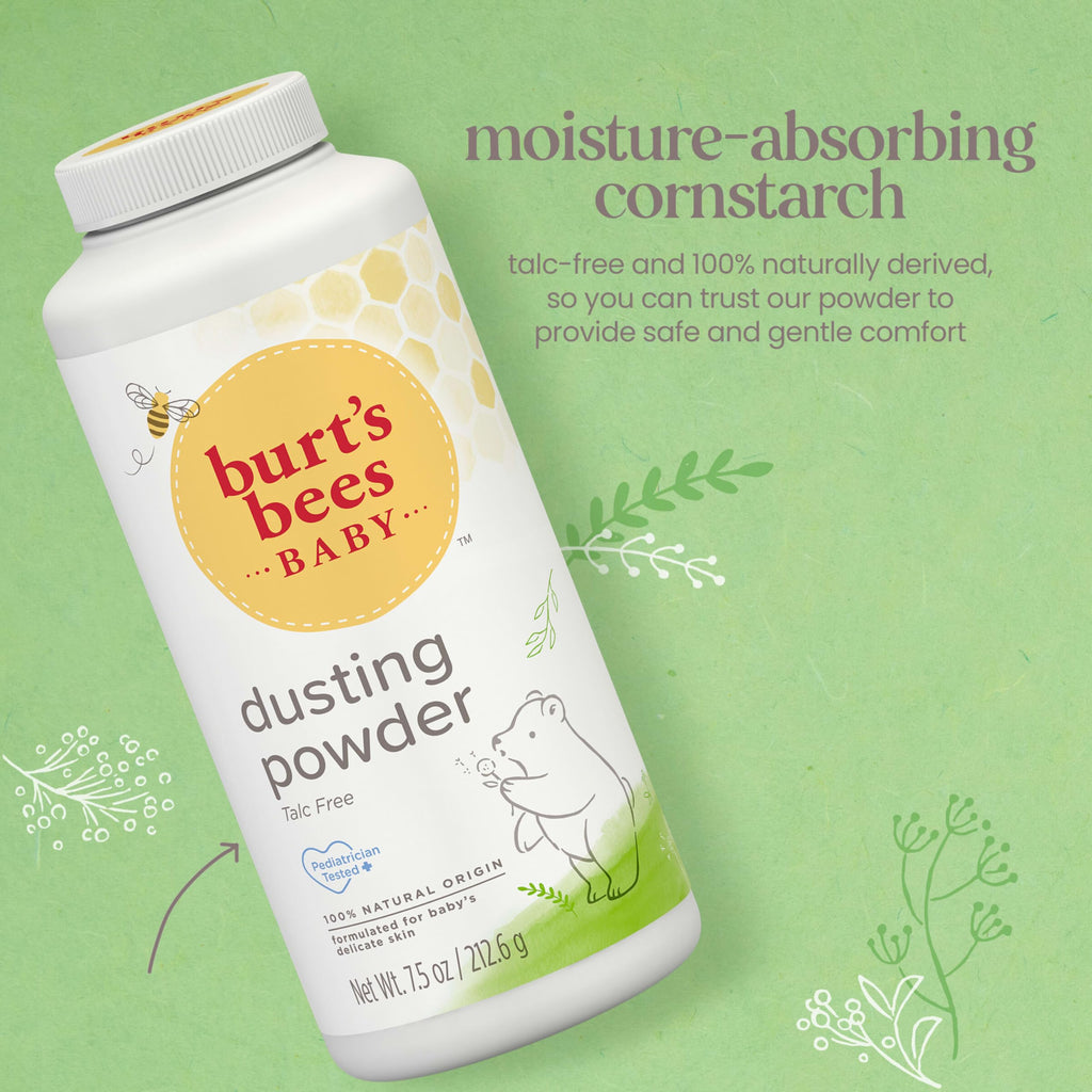 Burt's Bees Baby Dusting Powder, 100% Natural Origin Baby Powder Talc-Free, 7.5 oz. Bottle