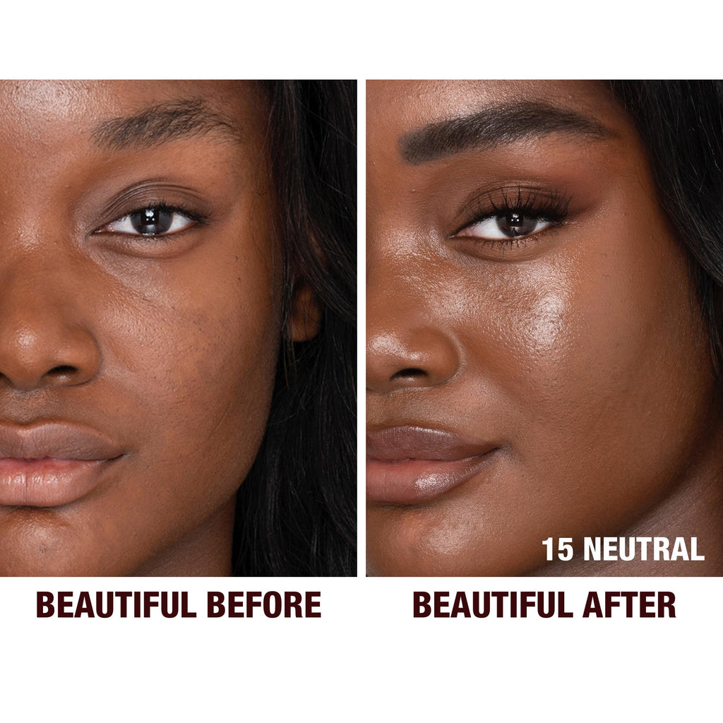 Charlotte Tilbury Beautiful Skin Medium Coverage Hydrating Foundation - Buildable Liquid Makeup for Instant Glow, Plumping Hydration & Lasting Skincare Benefits - 15 Neutral