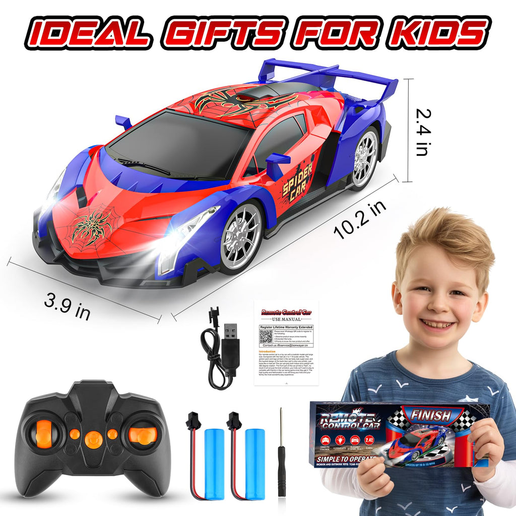 Growsland Remote Control Car, 2.4Ghz Rc Cars for Boys 4-7 8-12, Electric Kids Toys for Kids with Cool LED Lights, Rechargeable Hobby Race Cars Toys for Boys Girls Ages 4-6 5-7 6-8 8-12 Birthday Gift